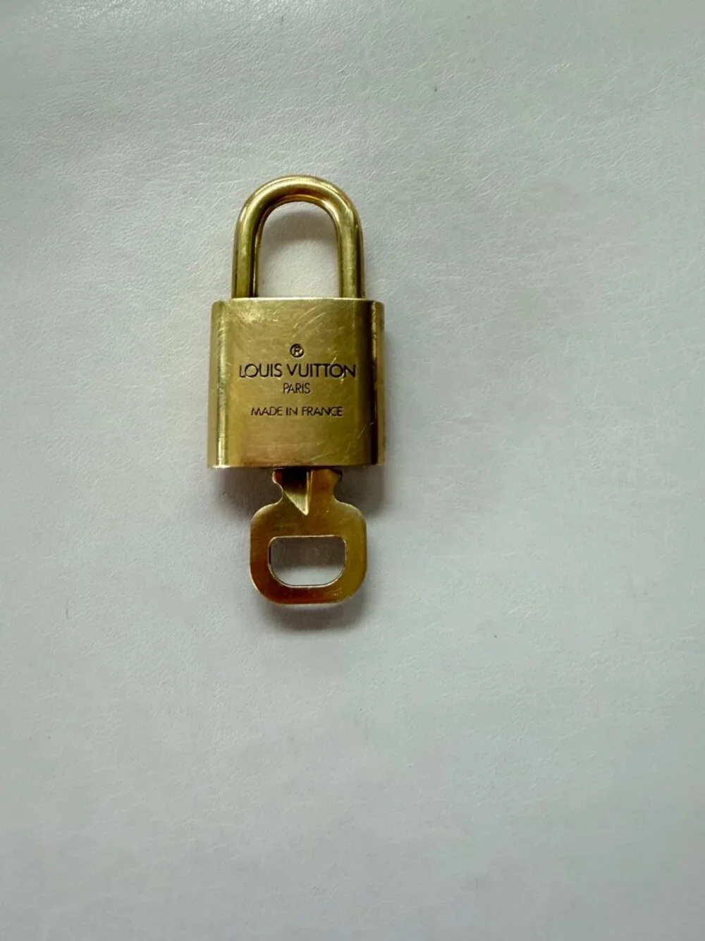 Louis Vuitton Men Gold Padlock & Key #320 Authentic LV Pendant Accessory